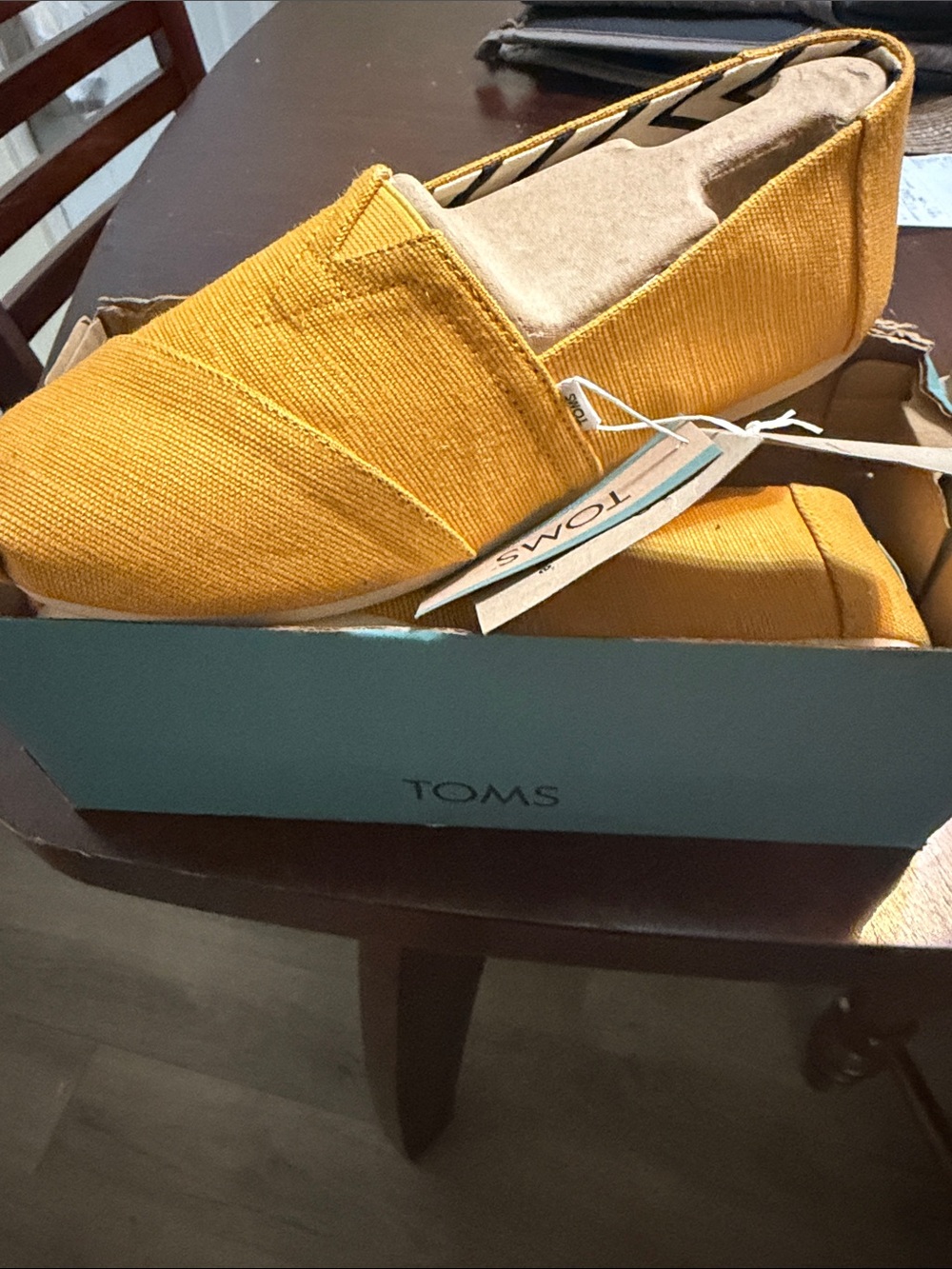 Toms Women's Slip-On Espadrille in Mustard Yellow Canvas